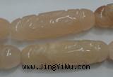 CFG209 15.5 inches 12*40mm carved rice pink aventurine jade beads