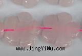 CFG219 15.5 inches 24mm carved flower rose quartz beads
