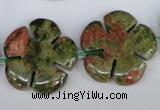 CFG221 15.5 inches 24mm carved flower unakite gemstone beads