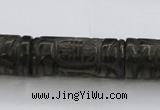 CFG223 15.5 inches 14*31mm carved column smoky quartz beads