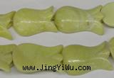 CFG241 15.5 inches 15*25mm carved flower lemon jade gemstone beads