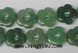 CFG255 15.5 inches 15mm carved flower green aventurine beads