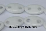 CFG298 15.5 inches 15*25mm carved oval white stone beads
