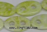 CFG308 15.5 inches 20*30mm carved oval lemon jade gemstone beads