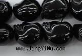 CFG345 15.5 inches 17*19mm carved skull black agate beads