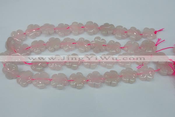 CFG450 15.5 inches 20mm carved flower rose quartz beads