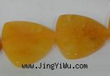 CFG527 15.5 inches 25*25mm carved triangle yellow aventurine beads