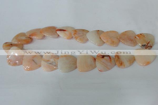 CFG536 15.5 inches 25*25mm carved triangle bamboo leaf agate beads
