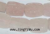 CFG546 15.5 inches 15*20mm carved brick rose quartz beads