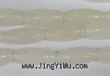 CFG551 15.5 inches 8*20mm carved rice white jade beads