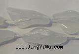 CFG559 15.5 inches 14*28mm carved trumpet flower white jade beads
