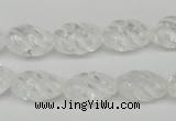 CFG56 15.5 inches 10*16mm carved rice white crystal gemstone beads