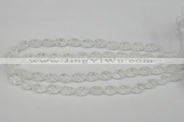 CFG56 15.5 inches 10*16mm carved rice white crystal gemstone beads