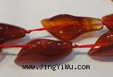 CFG563 15.5 inches 14*28mm carved trumpet flower red agate beads
