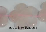 CFG653 15.5 inches 30mm carved flower rose quartz beads