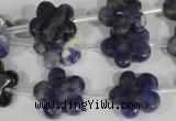 CFG669 15.5 inches 15mm carved flower sodalite gemstone beads