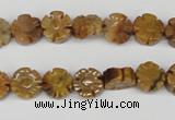 CFG69 15.5 inches 10mm carved flower yellow tiger eye gemstone beads