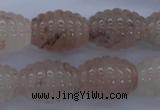 CFG751 15.5 inches 15*20mm carved rice natural pink quartz beads