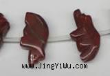 CFG857 Top-drilled 12*24mm carved animal red jasper beads
