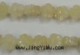 CFG880 15.5 inches 10mm carved flower yellow jade gemstone beads