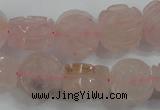 CFG890 15.5 inches 14mm carved flower rose quartz gemstone beads