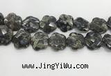 CFG981 15.5 inches 33*33mm carved flower grey opal beads