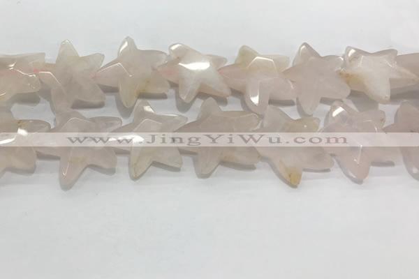 CFG983 15.5 inches 33*33mm carved star rose quartz beads