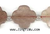 CFG995 15 inches 16mm - 17mm carved flower strawberry quartz beads