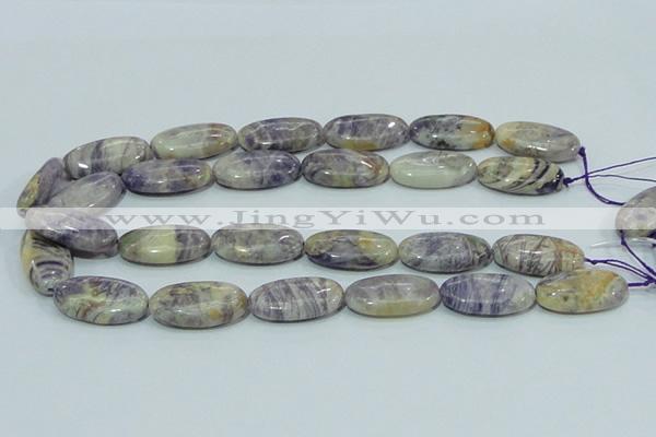 CFJ05 15.5 inches 15*30mm oval natural purple flower stone beads