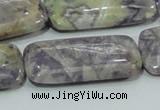 CFJ09 15.5 inches 20*40mm rectangle natural purple flower stone beads
