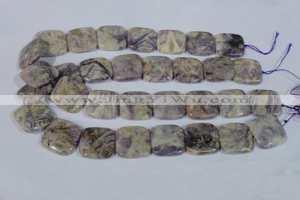 CFJ18 15.5 inches 25*25mm square natural purple flower stone beads