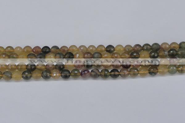 CFL1113 15.5 inches 10mm faceted round yellow fluorite gemstone beads