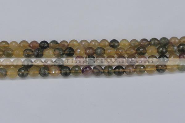 CFL1114 15.5 inches 12mm faceted round yellow fluorite gemstone beads