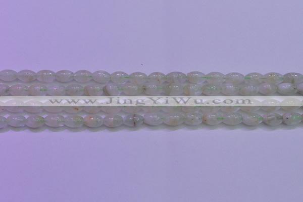 CFL1200 15.5 inches 6*10mm rice green fluorite gemstone beads