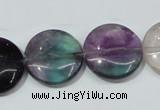 CFL167 15.5 inches 20mm flat round natural fluorite beads wholesale