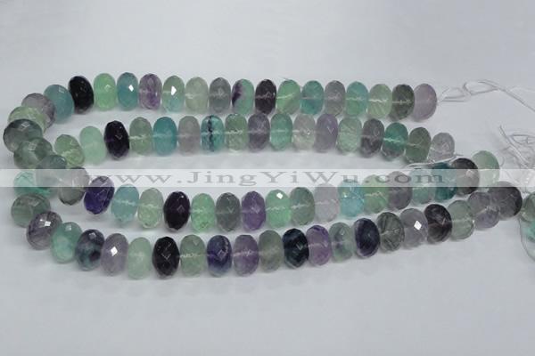CFL315 15.5 inches 10*16mm faceted rondelle natural fluorite beads