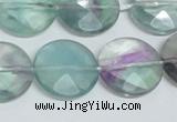 CFL320 15.5 inches 20mm faceted coin natural fluorite beads