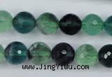 CFL54 15.5 inches 12mm faceted round AB grade natural fluorite beads