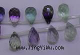 CFL708 Top-drilled 8*12mm faceted teardrop natural fluorite beads