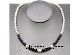 CFN103 potato white freshwater pearl & garnet necklace, 16 - 24 inches