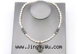 CFN159 baroque white freshwater pearl & labradorite necklace with pendant