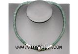 CFN202 4*6mm faceted rondelle green aventurine & potato white freshwater pearl necklace