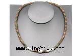 CFN215 4*6mm faceted rondelle unakite & potato white freshwater pearl necklace