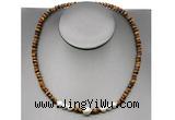 CFN222 4*6mm faceted rondelle yellow tiger eye & potato white freshwater pearl necklace