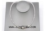 CFN229 4*6mm faceted rondelle rose quartz & potato white freshwater pearl necklace