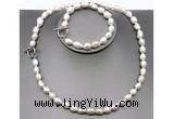 CFN27 8mm - 9mm baroque white freshwater pearl jewelry set, 16 - 54 inches