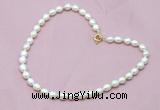 CFN302 16 - 24 inches 9mm - 10mm rice white freshwater pearl necklace