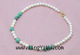 CFN510 Potato white freshwater pearl & peafowl agate necklace, 16 - 24 inches