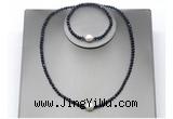 CFN624 4mm faceted round blue goldstone & potato white freshwater pearl jewelry set
