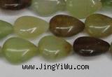 CFW123 15.5 inches 13*18mm flat teardrop flower jade gemstone beads